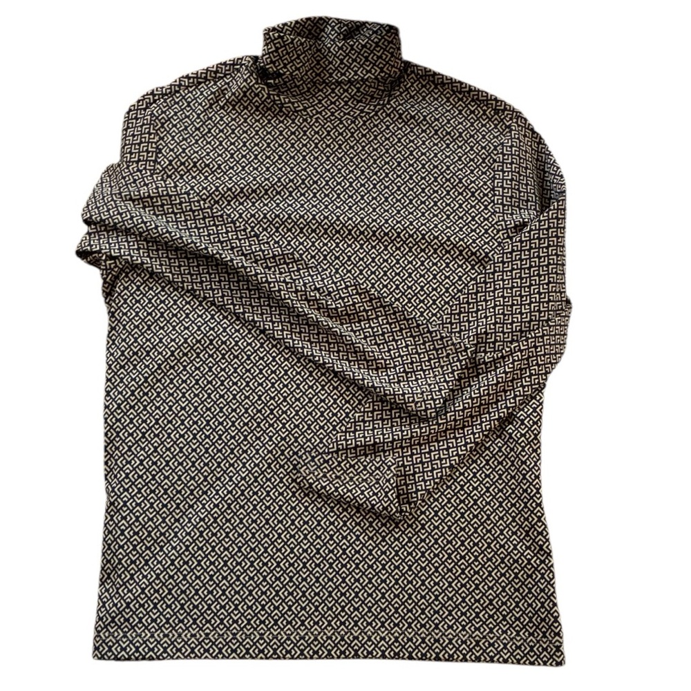 Murano Turtleneck Shirt Men L 100% Cotton Long Sleeve Liquid Luxury SLIM FIT